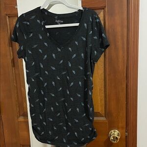 a:glow Charcoal and Blue Patterned V-Neck Tee